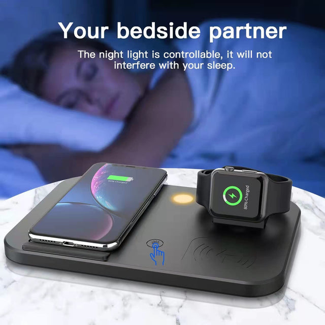 محطة شحن لاسلكية مع محول، حامل شاحن لاسلكي 5 في 1