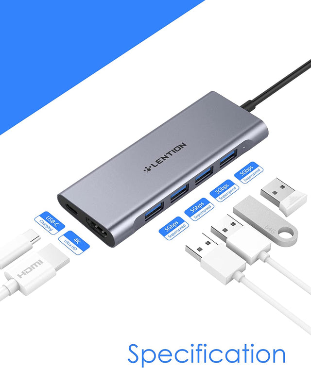 LENTION USB-C Multi-Port Hub with 4K OB