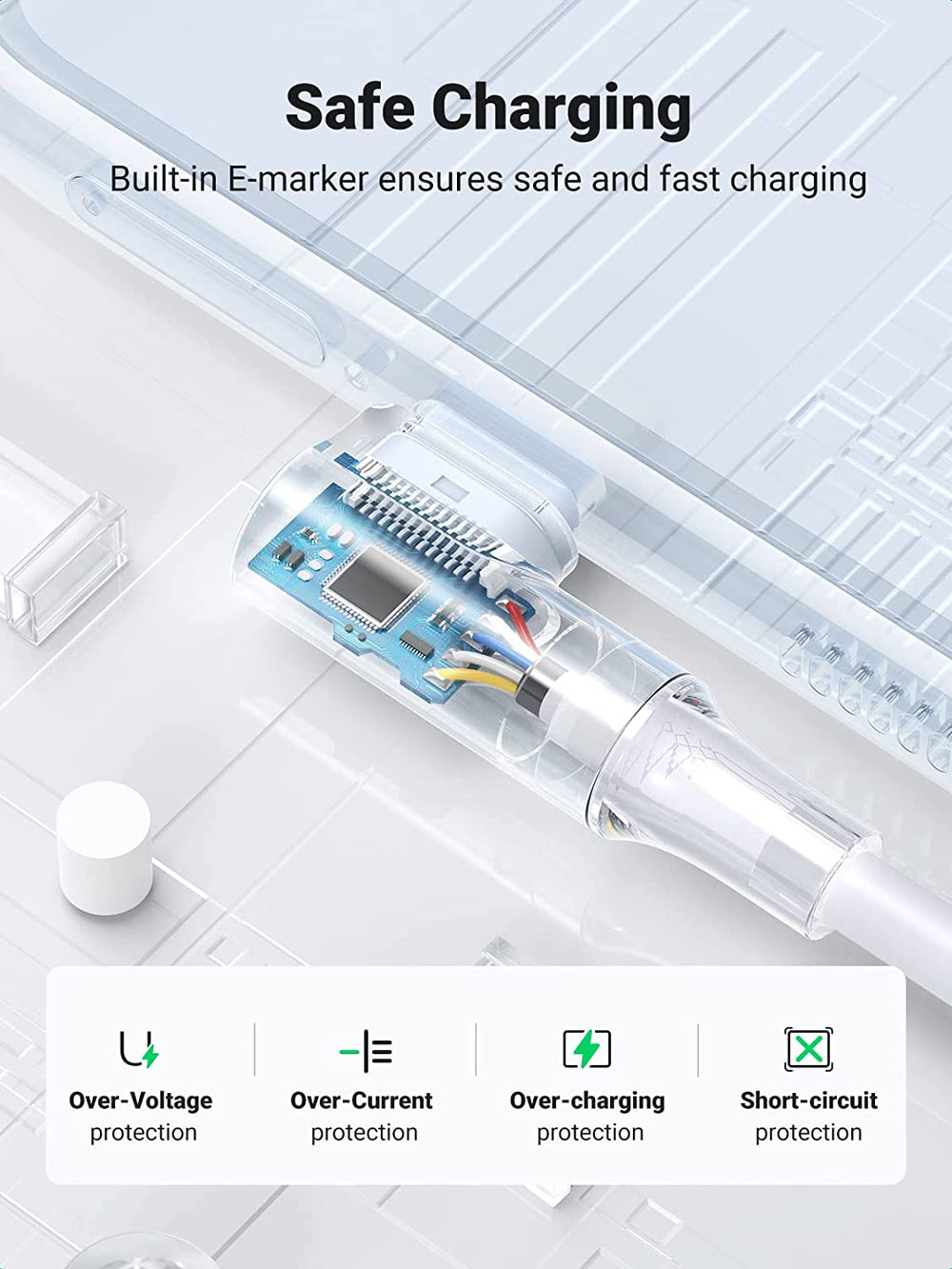 كابل يو جرين 100 واط PD3.0 USB C