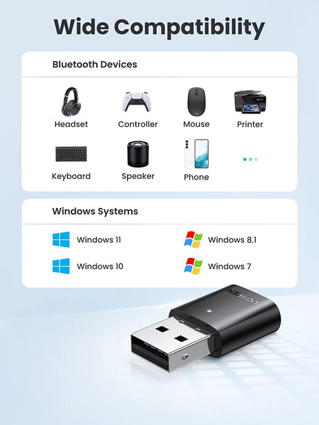 محول بلوتوث USB من يوجرين للكمبيوتر الشخصي بلوتوث 5.0