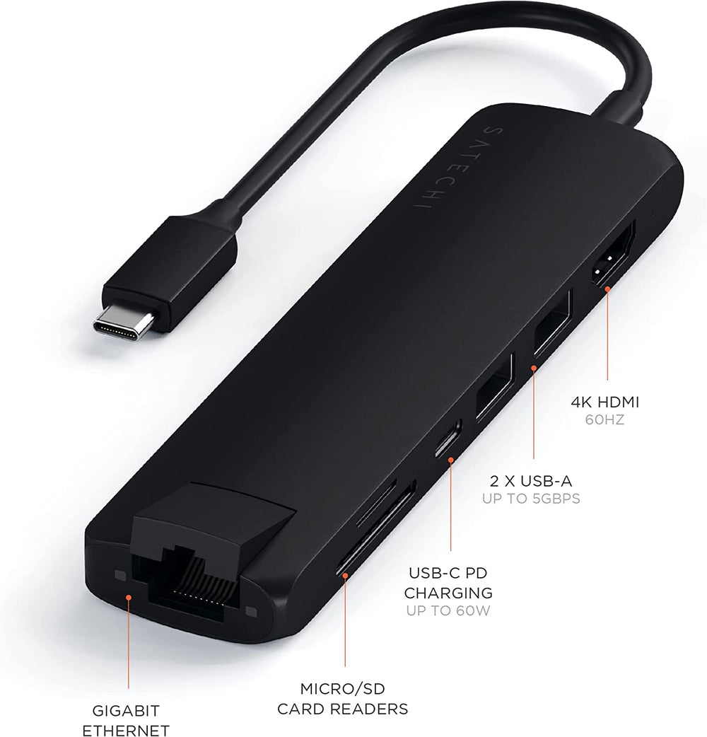 Satechi USB-C سليم متعدد المنافذ مع OB