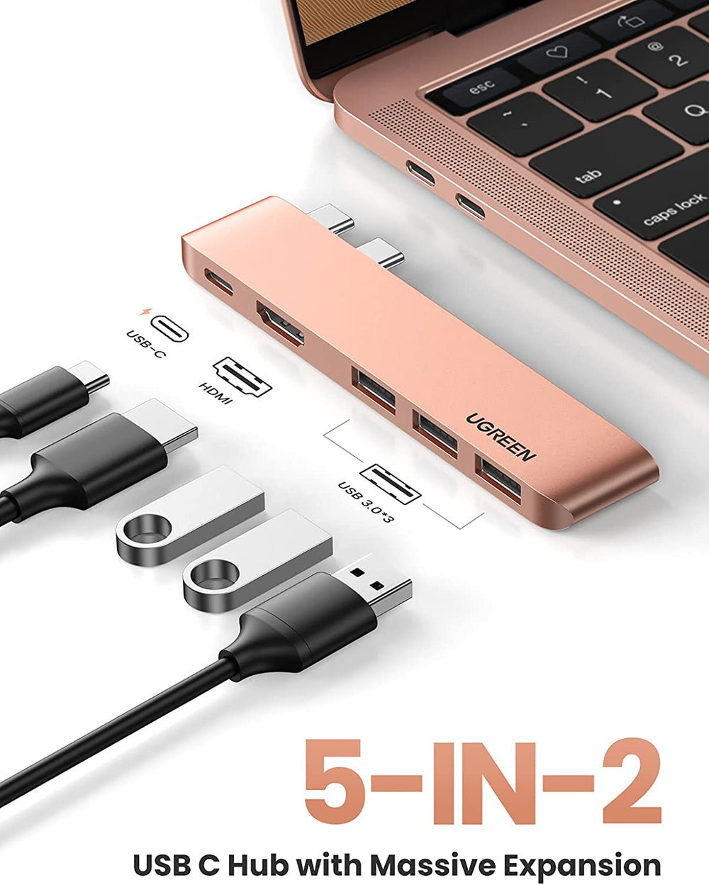موزع يو جرين 5 في 2 USB C لجهاز MacBook OB