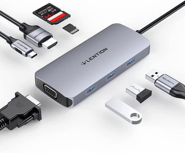 LENTION USB C Hub with 4K HDMI, VGA OB