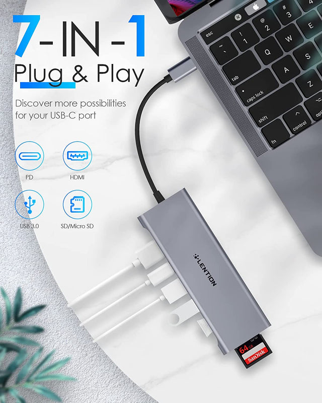 LENTION USB C Multiport Hub with 4K OB