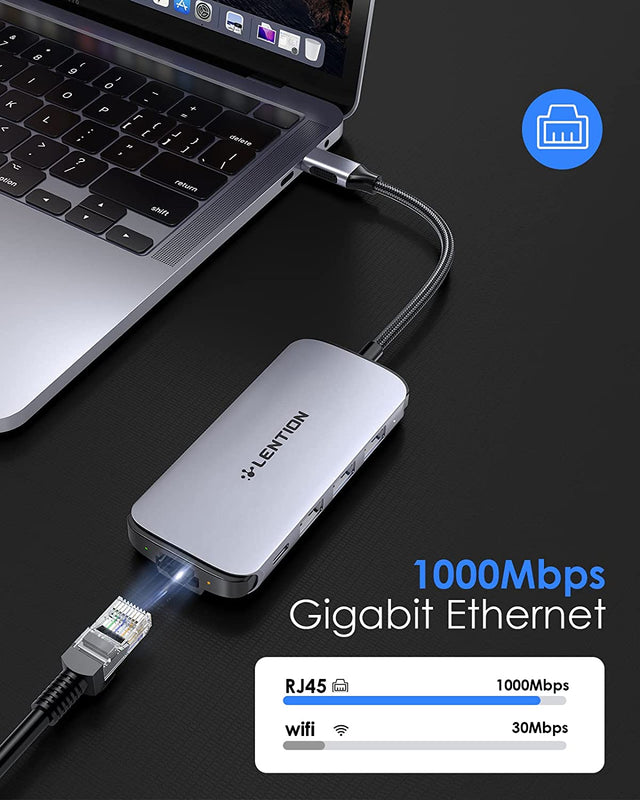 LENTION USB-C 8 in 1 Hub with 4K HDMI OB