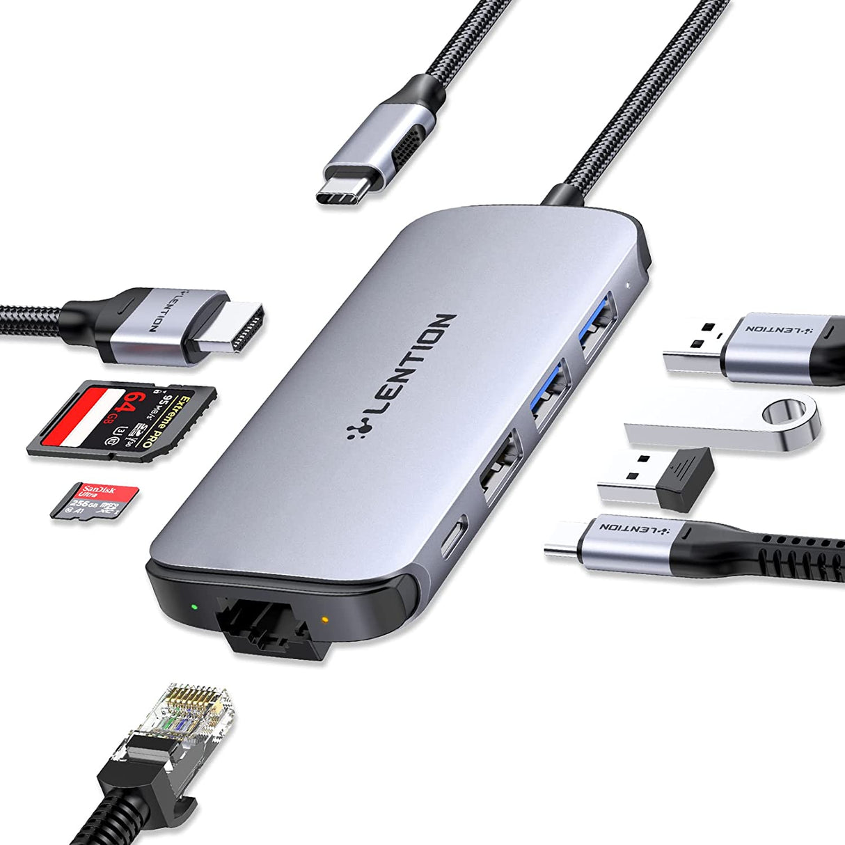 LENTION USB-C 8 in 1 Hub with 4K HDMI  OB