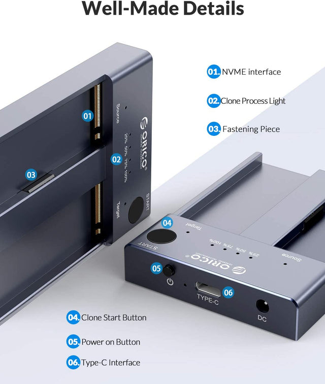 Dual-Bay M.2 NVME Cloner Docking OB