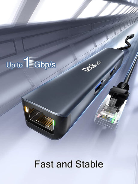 USB C Hub Ethernet, Dockteck 5-in-1 USB  OB