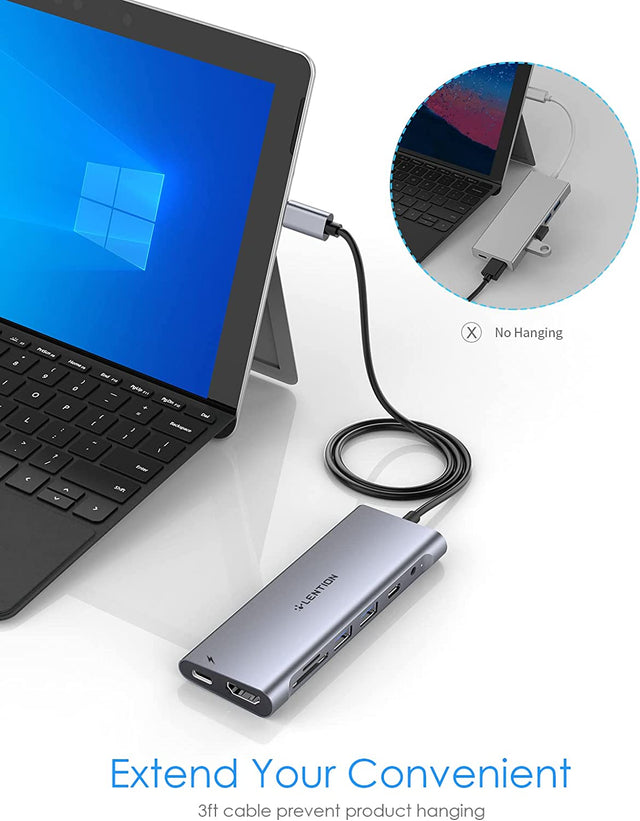 LENTION كابل طويل 3.3FT USB C Hub OB